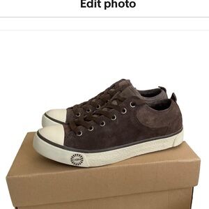 UGG Evera Chocolate Brown Suede Women's Sneakers Sheepskin Fur Lined NEW